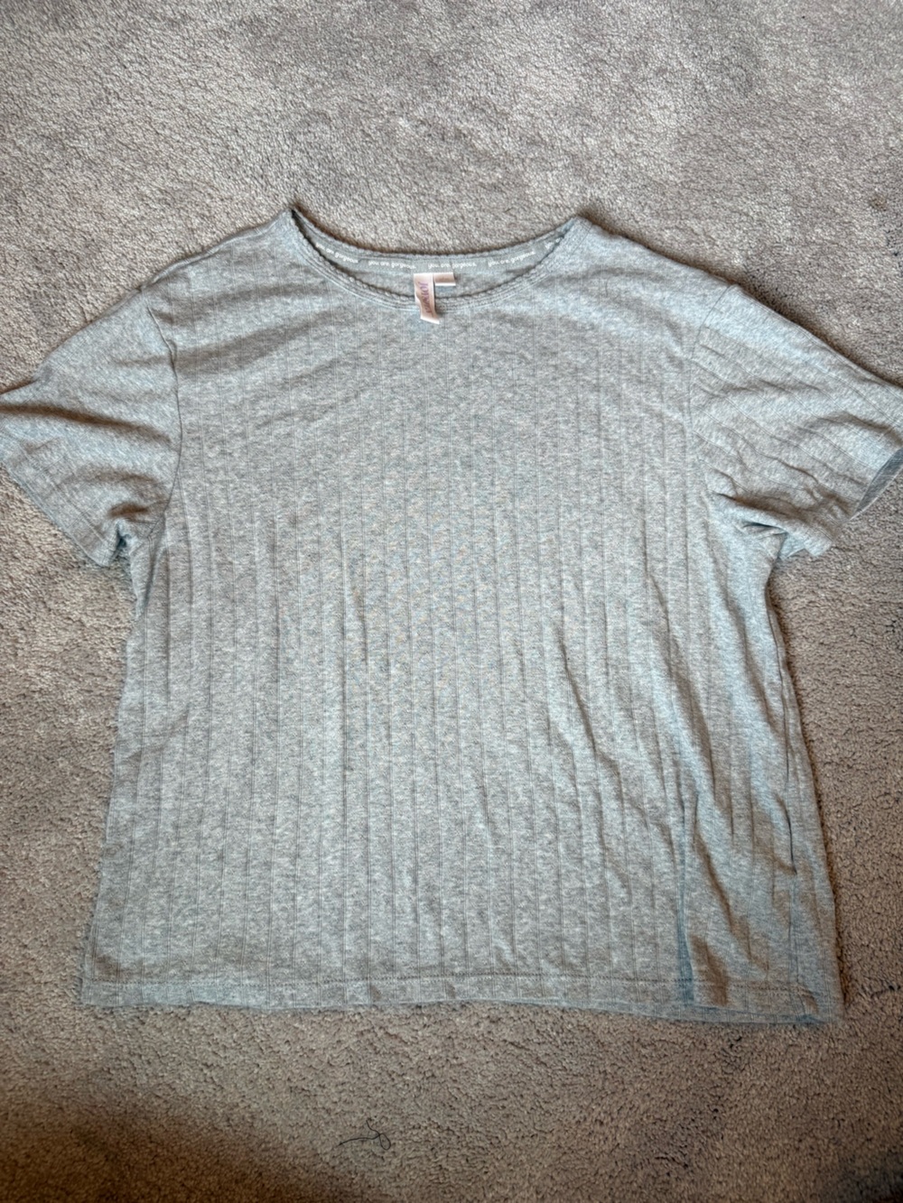 Light Gray Short Sleeve Ribbed T-Shirt
